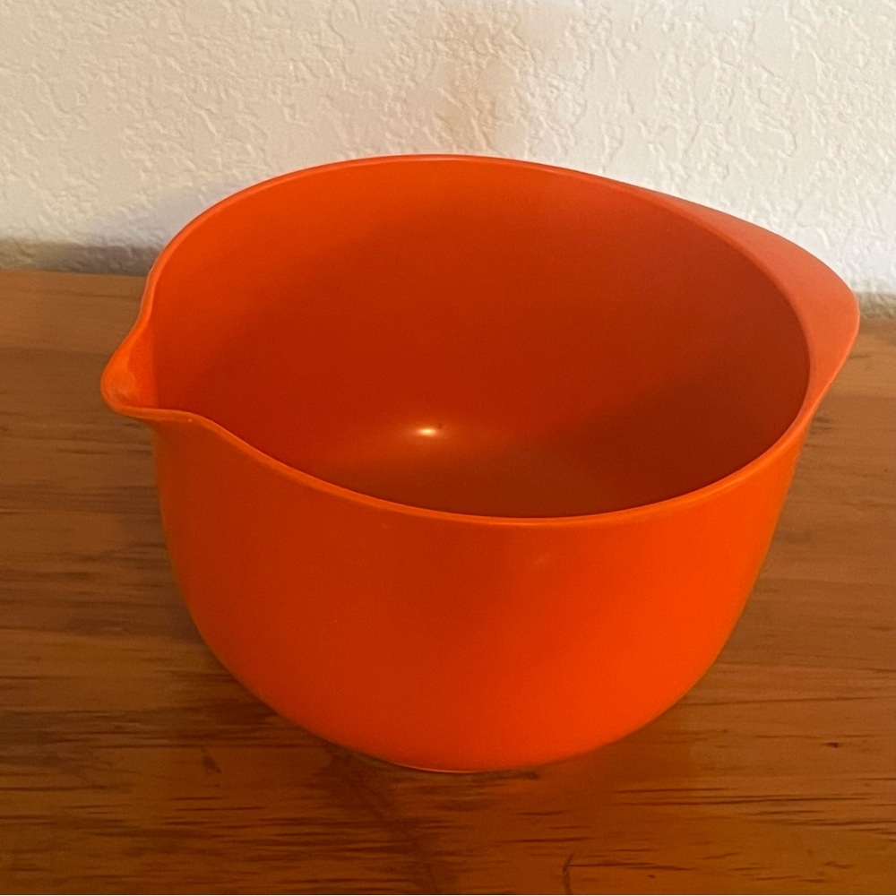 Bright Vintage Orange MCM Mixing Bowl with Pour Spout